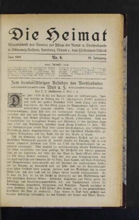 Juni 1919. Nr. 6. 29. Jahrgang.