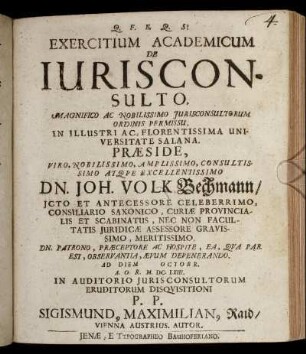 Exercitium Academicum De Iurisconsulto