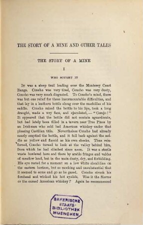 The writings of Bret Harte : with introductions, glossary, and indexes, 3. The story of a mine and other tales