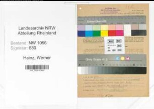 Entnazifizierung Werner Heinz , geb. 20.09.1914 (Arbeiter)