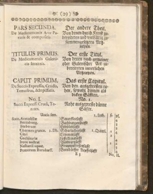 Pars Secunda, De Medicamentis Arte Paratis & compositis