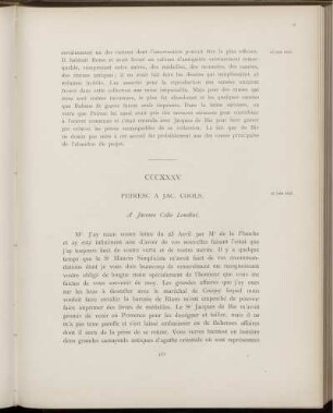 CCCXXXV. Peiresc à Jac. Cools. Paris, 27 juin 1623