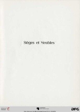 Sièges et Meubles (Nr. 88-98)