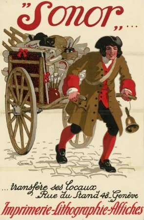 Sonor. Transfère ses locaux rue du Stand 48, Genève. Imprimerie - Lithographie - Affiches