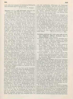 341-342 [Rezension] Klamroth, Erich, Lade und Tempel