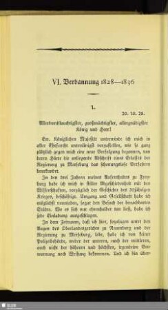 VI. Verbannung 1828–1836