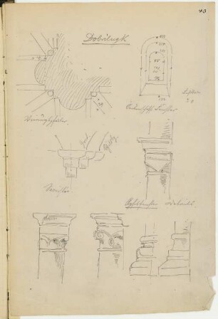 Zisterzienserkloster, Dobrilugk: Details (aus: Skizzen- und Fotoalbum 9)