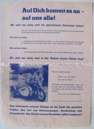 Illustriertes Propagandaflugblatt der Nationalen Front zur Volkskammerwahl 1958