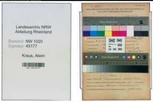 Entnazifizierung Alwin Kraus , geb. 07.03.1913 (Kaufmaennischer Angestellter)