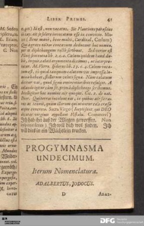 Progymnasma Undecimum. Iterum Nomenclatura.