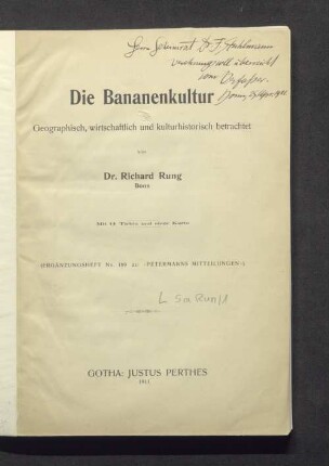 Handschriftlicher Eintrag des Verfassers