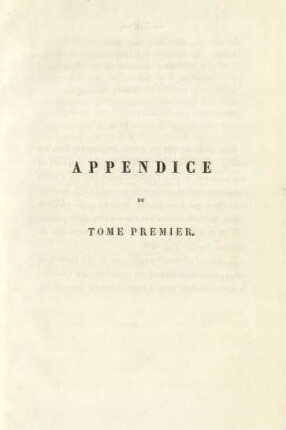 Appendice du tome premier