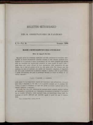 Bullettino Meteorologico Del R. Osservatorio Di Palermo