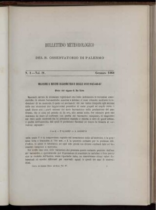 Bullettino Meteorologico Del R. Osservatorio Di Palermo