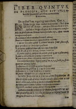 Liber Quintus, De Prosodia, Hoc Est Syllabarum quantitate, pedibus, carminibus, & accentu