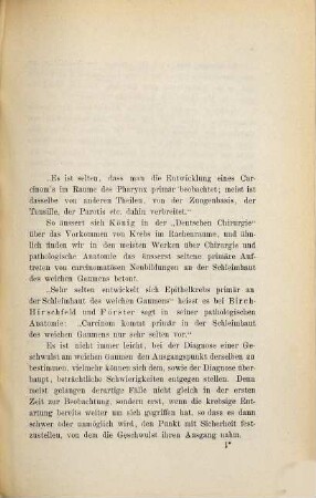 Ueber einen Fall von Krebs des weichen Gaumens : Inaug.-Diss. d. U. München