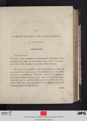 To Cabinet-Makers and Upholsterers in general