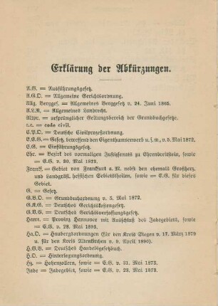 Erklärung der Abkürzungen.