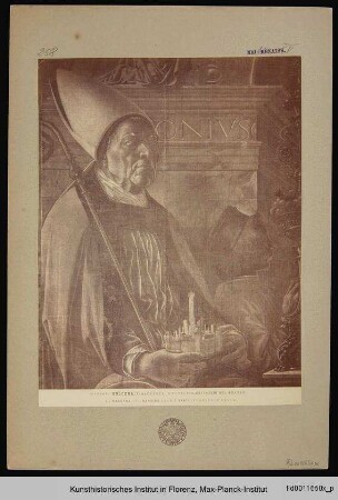 Thronende Madonna mit Kind und den Heiligen Petronius und Johannes Evangelist und dem Stifter Alberto de'Cattanei
