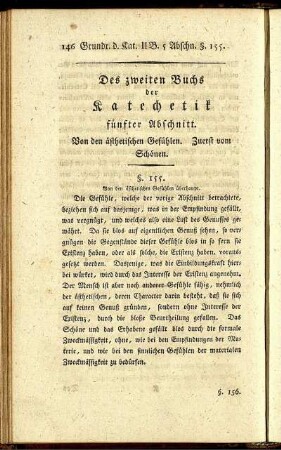 Fünfter Abschnitt. Von den ästhetischen Gefühlen. Zuerst vom Schönen.