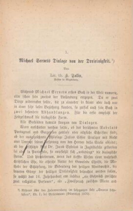 301-318 Michael Servets Dialoge von der Dreieinigkeit