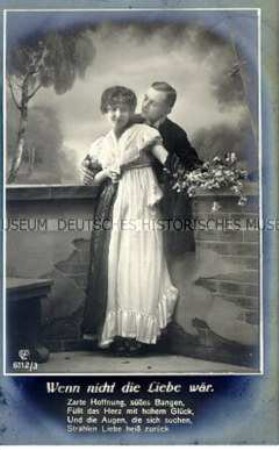 Postkarte mit Liebespaar und Vers