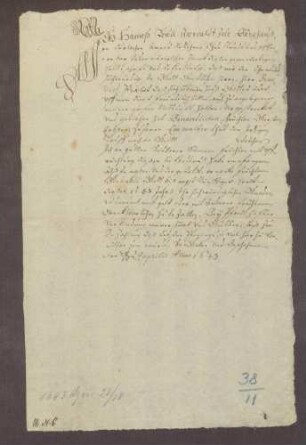 Schuldbekenntnis des Hans Keull zu Berghausen gegen Abt Benedikt von Gottesau über Früchte, die bei der nächsten Ernte zurückzuerstatten sind