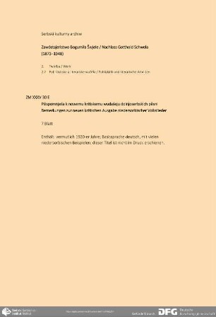 Bemerkungen zur neuen kritischen Ausgabe niedersorbischer Volkslieder