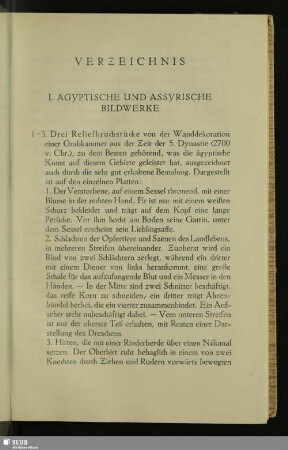 I. Ägyptische Und Assyrische Bildwerke
