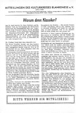 Warum denn Klassiker?