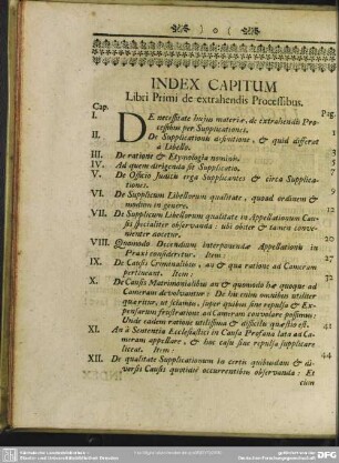 Index Capitum Libri Primi de extrahendis Processibus
