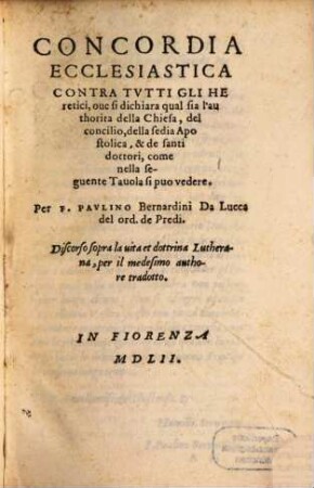 Concordia ecclesiastica contra tutti gli Heretici