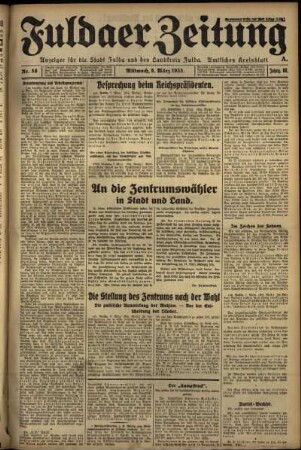 Ausgabe vom Mittwoch, den 08. März 1933.