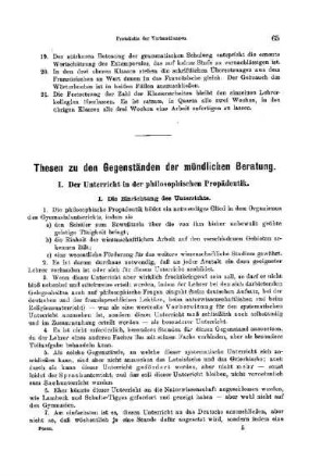 Thesen zu den Gegenständen der mündlichen Beratung : [Protokolle der Verhandlungen]