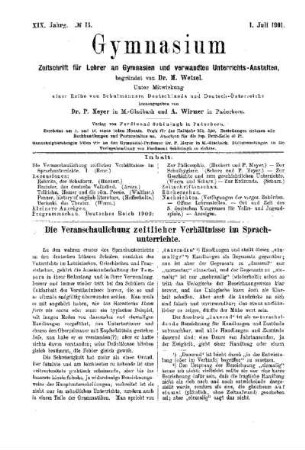 Die Veranschaulichung zeitlicher Verhältnisse im Sprachunterrichte