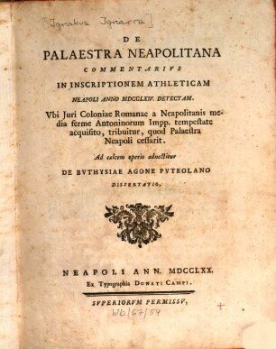 Commentarius de Palaestra Neapolitana