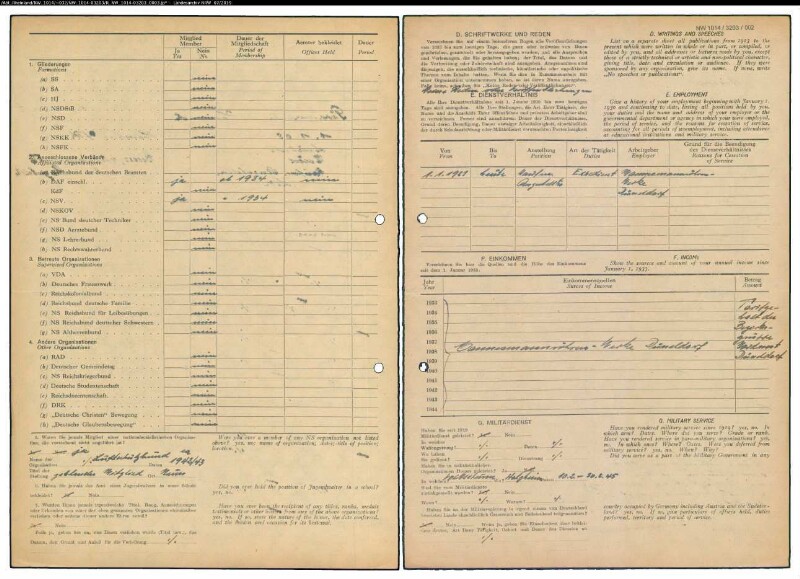 Entnazifizierung Heinrich Pappermann , geb. 01.01.1905 (Kaufmaennischer Angestellter)