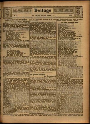 Zweite Ausgabe vom Sonntag, den 23. Januar 1921.