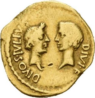 Frühneuzeitlicher Abguss eines Aureus des Octavian mit Inschrift M AGRIPPA COS DESIG