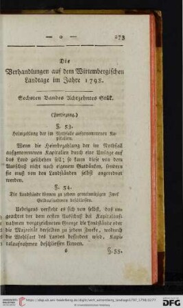 Sechsten Bandes Achtzehntes Stuek.