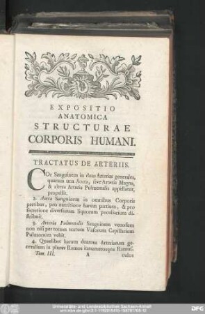 Expositio Anatomica Structurae Corporis Humani. Tractatus De Arteriis.
