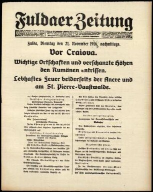 Ausgabe vom Dienstag, den 21. November 1916.