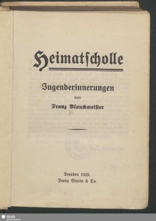 Heimatscholle : Jugenderinnerungen