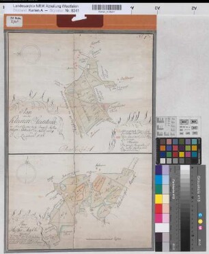 Hesseln (Halle) Teilung der Kleinen Steinheide und der Hesselner Masch 1774 40 Ruten = 6,1 cm 50,5 x 34 kol. Zeichnung M. C. L. Reinhold Spez.Verz. Markenkarten X Nr. 50,I