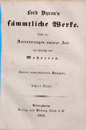 Lord Byron's sämmtliche Werke, 8. Don Juan, erster bis fünfter Gesang