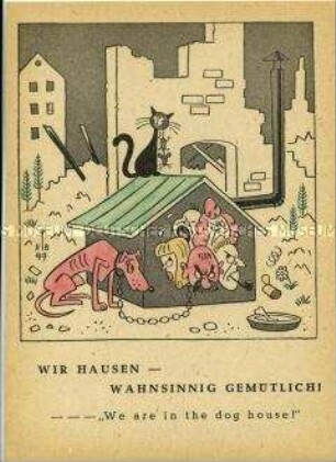 Karikatur aus der Nachkriegszeit zum Thema Wohnen
