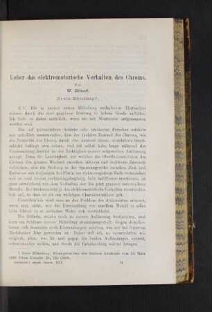 Ueber das elektromotorische Verhalten des Chroms