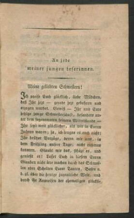 An jede meiner jungen Leserinnen