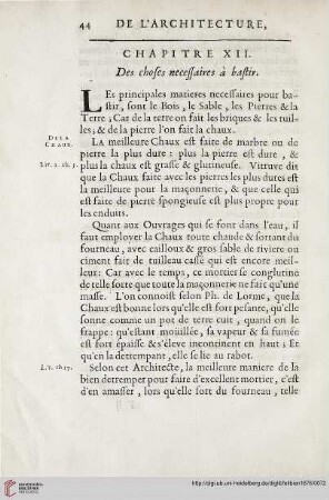 Chapitre XII: Des choses necessaires à bastir