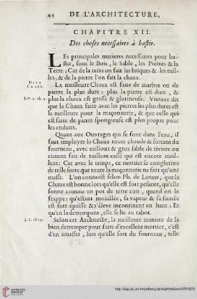 Chapitre XII: Des choses necessaires à bastir
